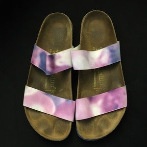Birkenstock Pink Purple Tie-Dye Two-Strap Sandals